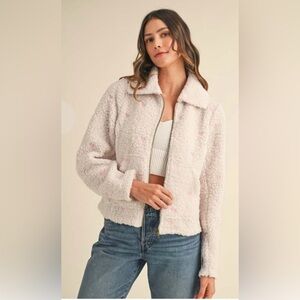 Anthropologie Mable Clara Bow Embroidered Fleece Teddy Jacket